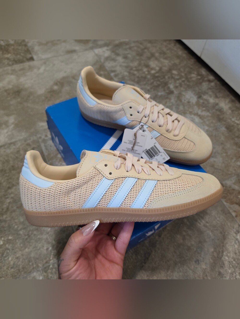 Adidas Originals Women’s Samba OG Knit Mesh Sand Strata Sky Tint